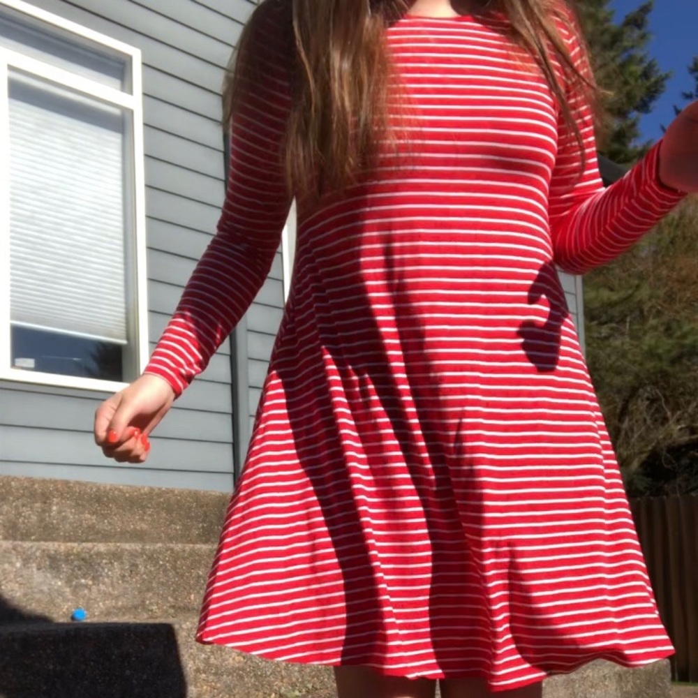 Red and White Striped Old Navy Long Sleeve Dress!